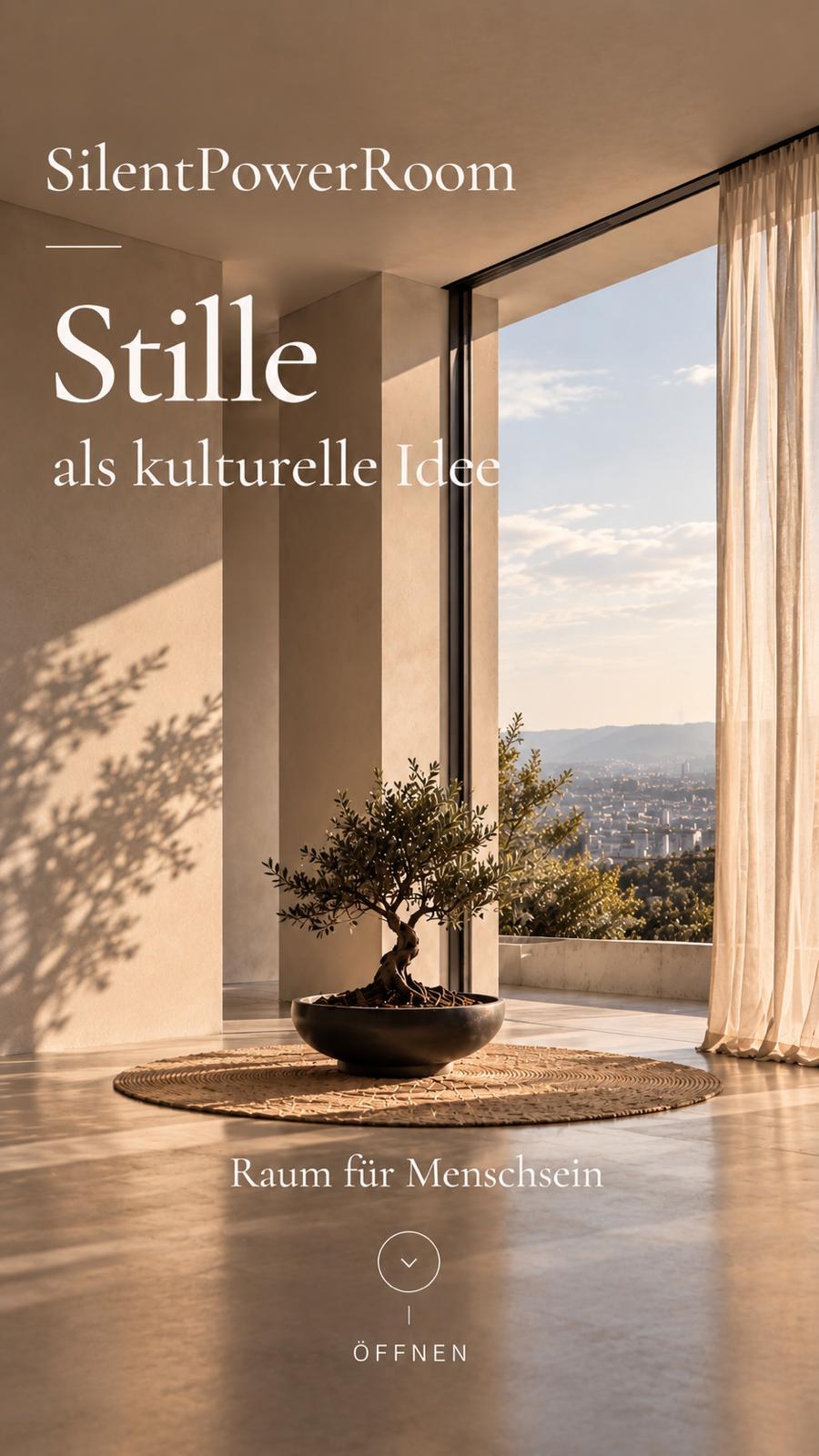 SilentPowerRoom. Stille als kulturelle Idee. Raum für Menschsein.