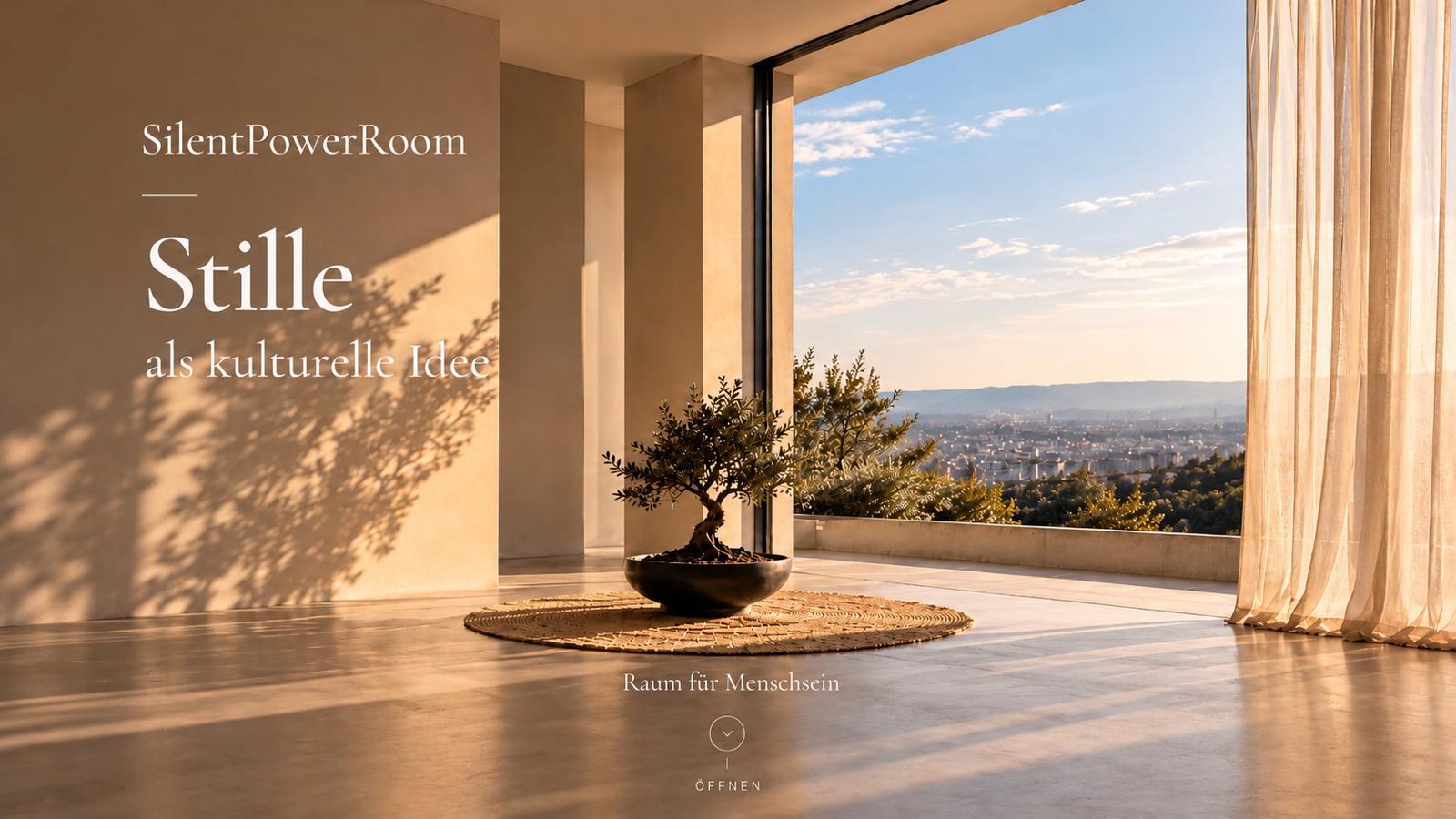 SilentPowerRoom. Stille als kulturelle Idee. Raum für Menschsein.